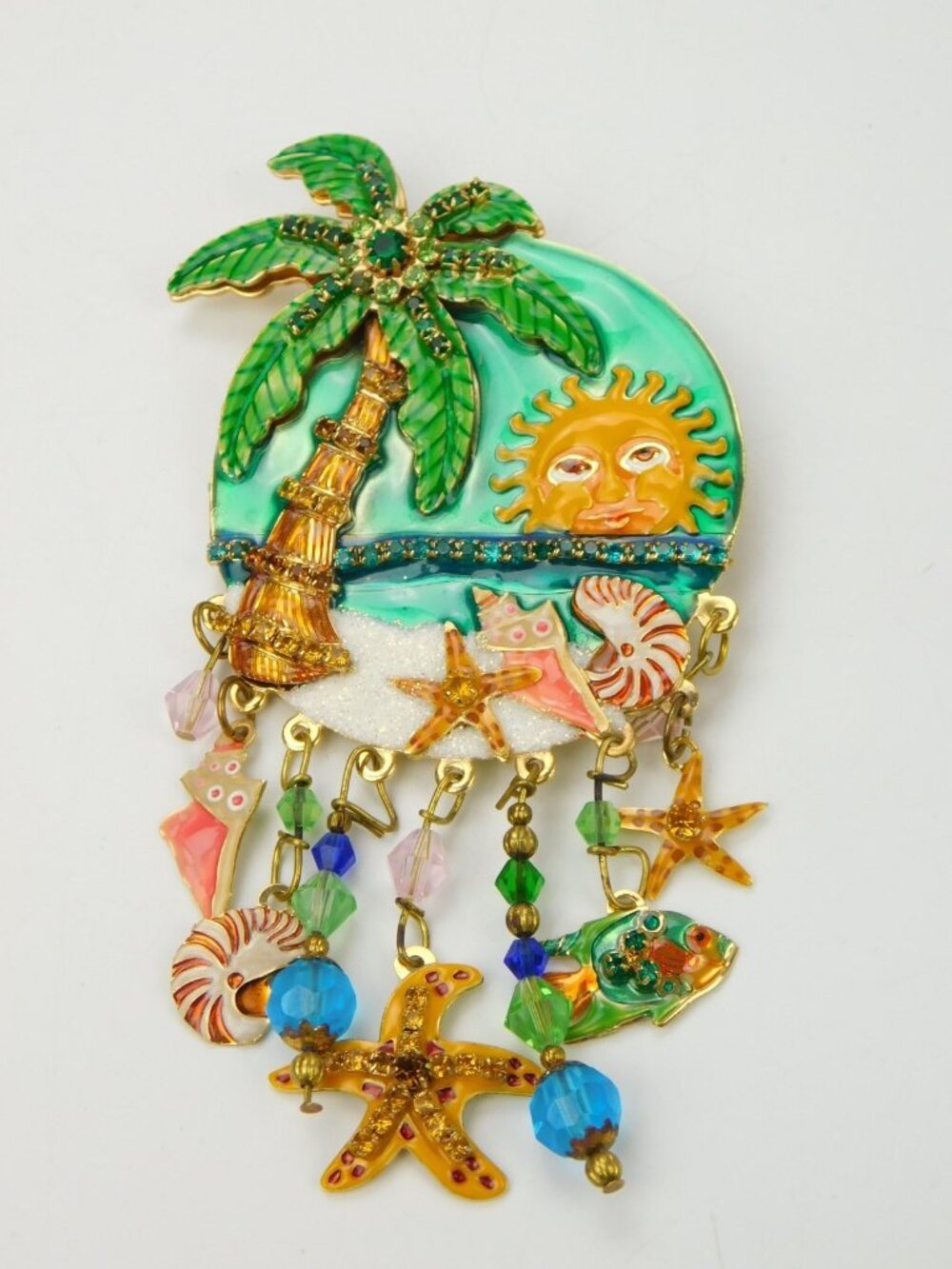 LATR 2GO Lunch At the Ritz Tropical Beach Brooch Enhancer Pendant Sun Palm 4.5"